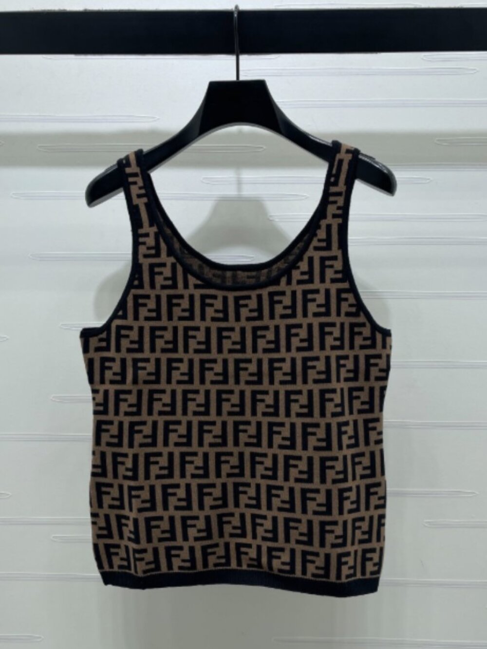 Fendi Tan and Black Monogram Tank Top